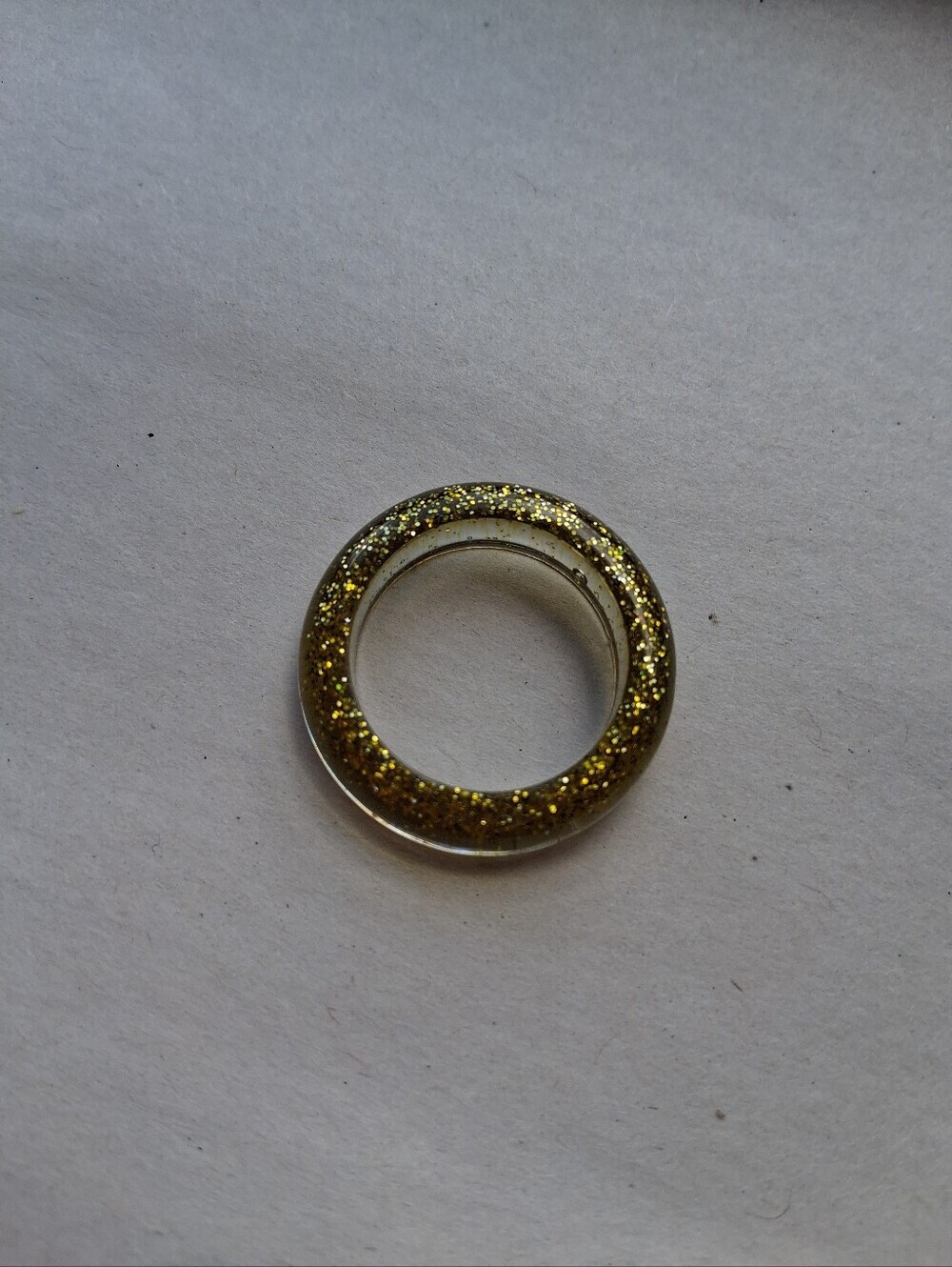 Hand Crafted Gold Glitter Donut Ring - Women Jewelry